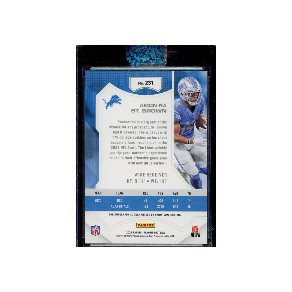 Amon-Ra St. Brown 2021 Panini Playoff Football Red Zone Rookie Auto