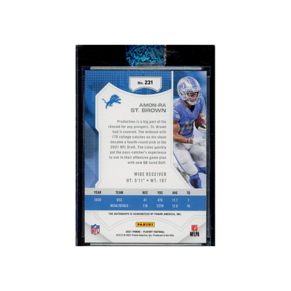 Amon-Ra St. Brown 2021 Panini Playoff Football Red Zone Rookie Auto