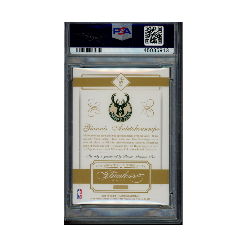 Giannis 2015 Panini Flawless Basketball Ruby /15 PSA 8