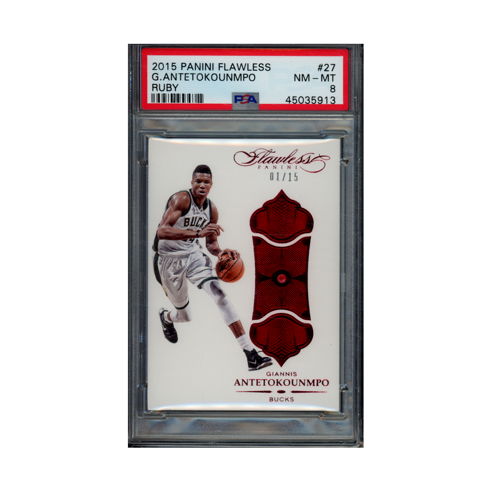Giannis 2015 Panini Flawless Basketball Ruby /15 PSA 8