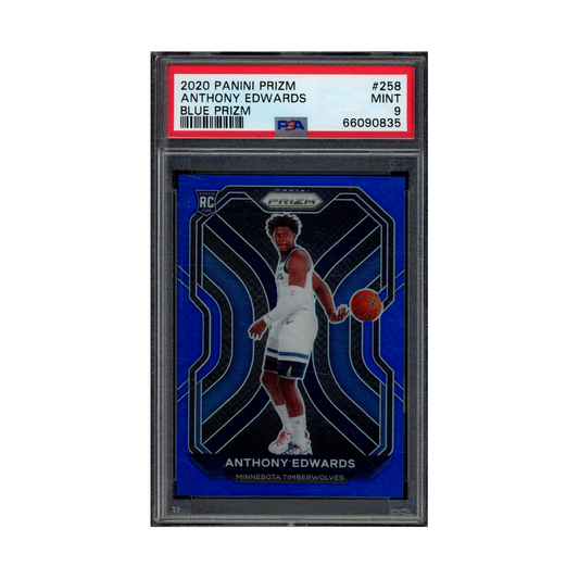 Anthony Edwards 2020 Panini Prizm Basketball Blue Prizm Rookie /199 PSA 9