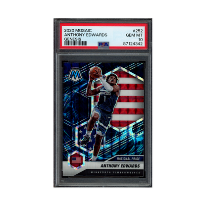 Anthony Edwards 2020 Panini Mosaic Basketball Genesis National Pride Rookie PSA 10