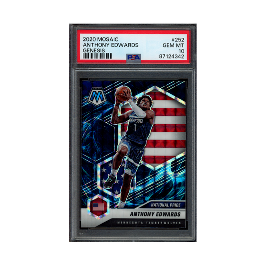 Anthony Edwards 2020 Panini Mosaic Basketball Genesis National Pride Rookie PSA 10