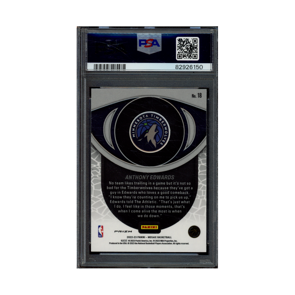 Anthony Edwards 2022 Panini Mosaic Basketball Overdrive PSA 10