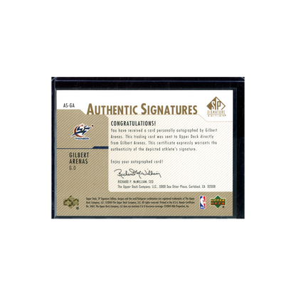 Gilbert Arenas 2004 Upper Deck Authentic Signatures Auto Gold /50