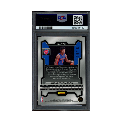 Ausar Thompson 2023 Panini Prizm Basketball Blue Ice Prizm Rookie /125 PSA 10