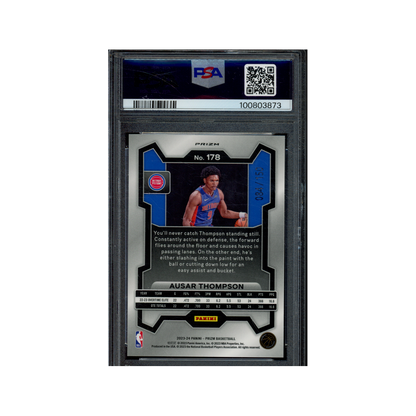 Ausar Thompson 2023 Panini Prizm Basketball Blue Fast Break Prizm Rookie /150 PSA 10