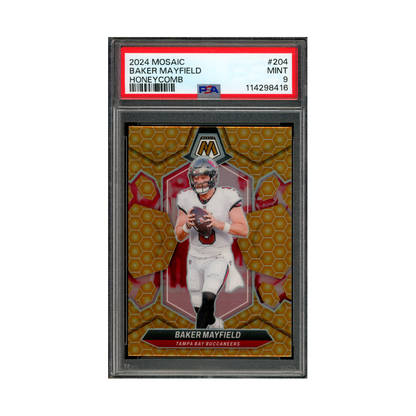 Baker Mayfield 2024 Panini Mosaic Football Honeycomb PSA 9