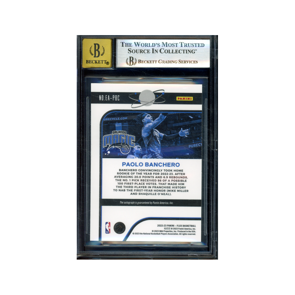 Paolo Banchero 2022-23 Panini Flux Basketball Equinox Rookie Auto BGS 9/10