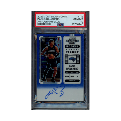 Paolo Banchero 2022 Panini Contenders Optic Basketball Rookie Ticket Auto Blue /49 PSA 10