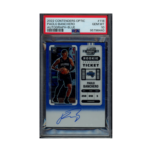 Paolo Banchero 2022 Panini Contenders Optic Basketball Rookie Ticket Auto Blue /49 PSA 10