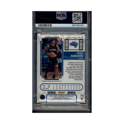 Paolo Banchero 2022 Panini Contenders Optic Basketball Rookie Ticket Auto Blue /49 PSA 10