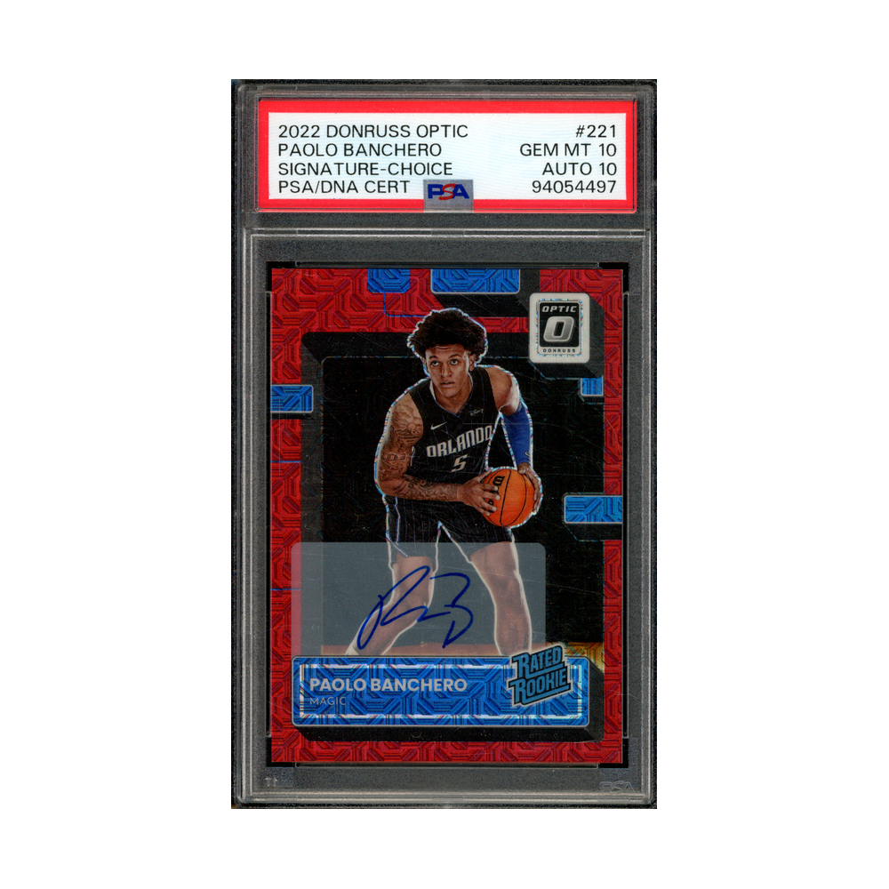 Paolo Banchero 2022 Panini Donruss Optic Basketball Rated Rookie Auto Choice PSA 10/10