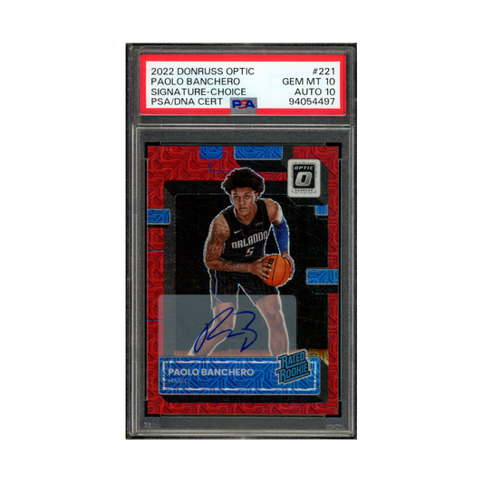 Paolo Banchero 2022 Panini Donruss Optic Basketball Rated Rookie Auto Choice PSA 10/10