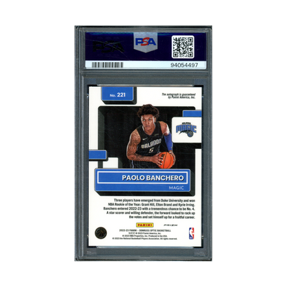 Paolo Banchero 2022 Panini Donruss Optic Basketball Rated Rookie Auto Choice PSA 10/10