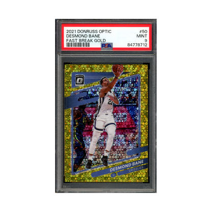 Desmond Bane 2021 Panini Donruss Optic Basketball Fast Break Gold /10 PSA 9