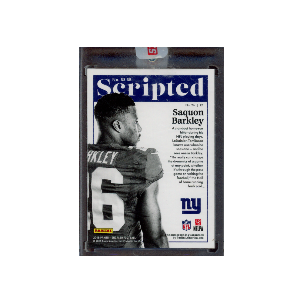 Saquon Barkley 2018 Panini Encased Football Scripted Signatures Rookie Auto /25