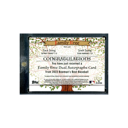 Jace Jung & Josh Jung 2023 Topps Bowmans Best Family Tree Dual Auto /25