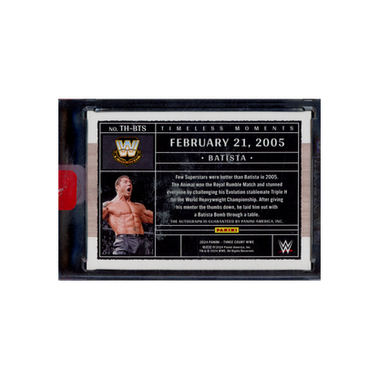 Batista 2024 Panini Three Count WWE Timeless Moments Auto Red /15