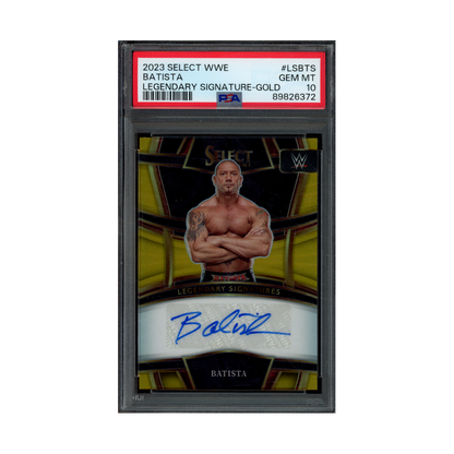 Batista 2023 Panini Select WWE Legendary Signatures Auto Gold Prizm /10 PSA 10