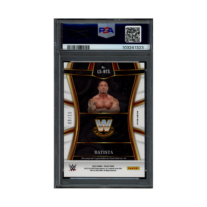 Batista 2023 Panini Select WWE Legendary Signatures Auto Red Prizm /60 PSA 10