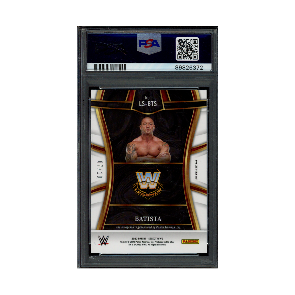 Batista 2023 Panini Select WWE Legendary Signatures Auto Gold Prizm /10 PSA 10
