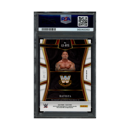 Batista 2023 Panini Select WWE Legendary Signatures Auto Blue Prizm /49 PSA 10