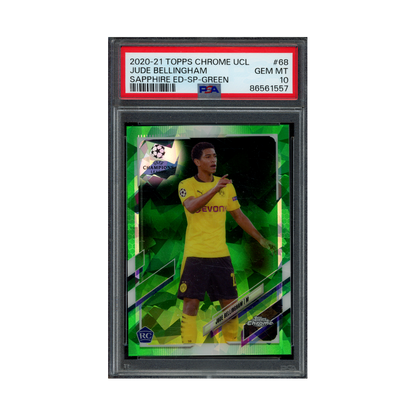 Jude Bellingham 2020-21 Topps Chrome UCL Sapphire Edition Green Rookie /75 PSA 10