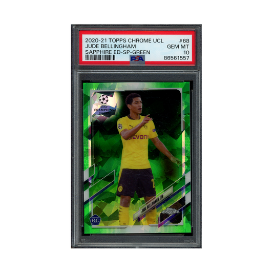 Jude Bellingham 2020-21 Topps Chrome UCL Sapphire Edition Green Rookie /75 PSA 10