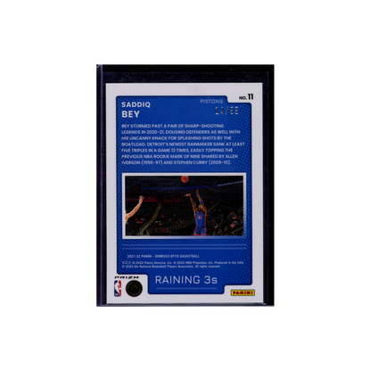 Saddiq Bey 2021-22 Panini Donruss Optic Basketball Raining 3's /99