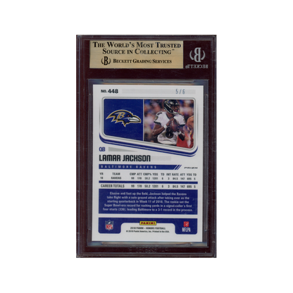 Lamar Jackson 2018 Panini Score Football End Zone Rookie Green /6 BGS 9.5