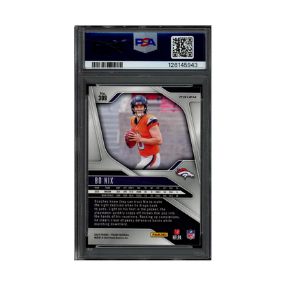 Bo Nix 2024 Panini Prizm Football Lazer Prizm Rookie PSA 9