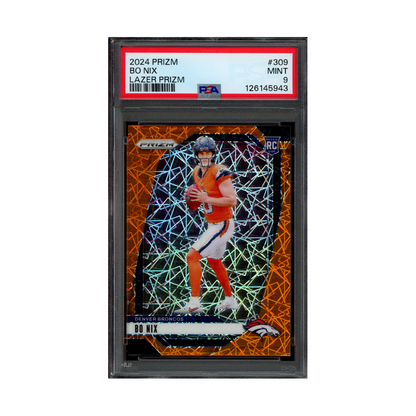Bo Nix 2024 Panini Prizm Football Lazer Prizm Rookie PSA 9