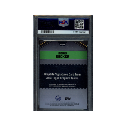 Boris Becker 2024 Topps Graphite Auto Blue Refractor /50 PSA 10