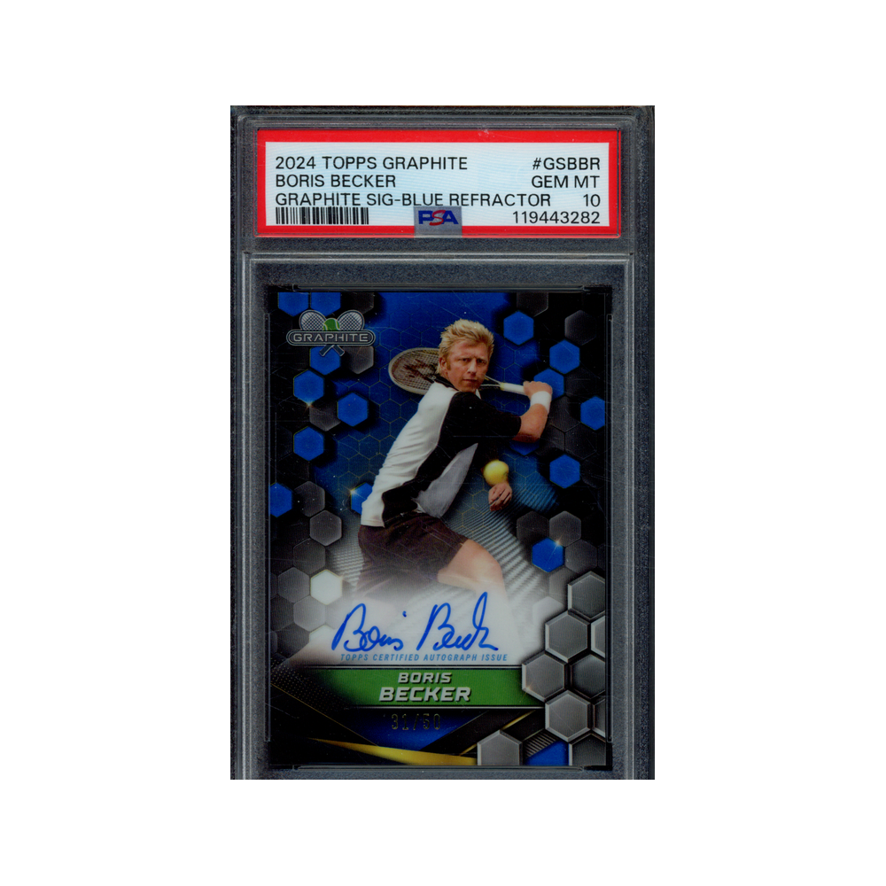 Boris Becker 2024 Topps Graphite Auto Blue Refractor /50 PSA 10