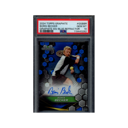 Boris Becker 2024 Topps Graphite Auto Blue Refractor /50 PSA 10