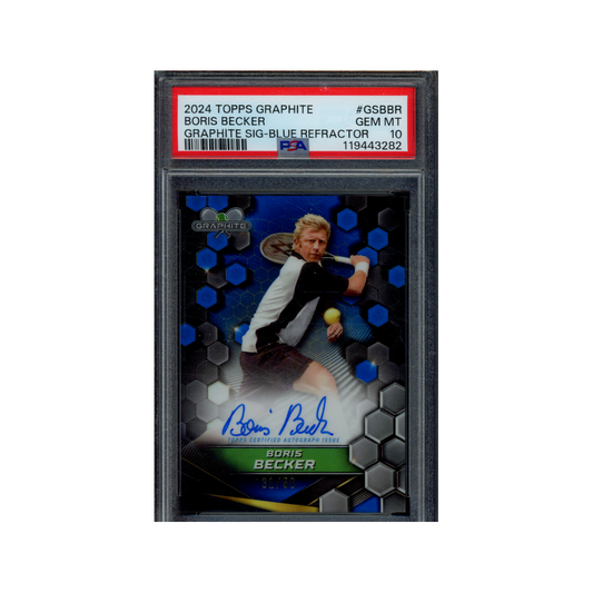 Boris Becker 2024 Topps Graphite Auto Blue Refractor /50 PSA 10