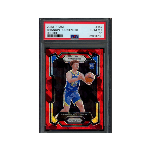 Brandin Podziemski 2023 Panini Prizm Basketball Red Ice Prizm Rookie PSA 10