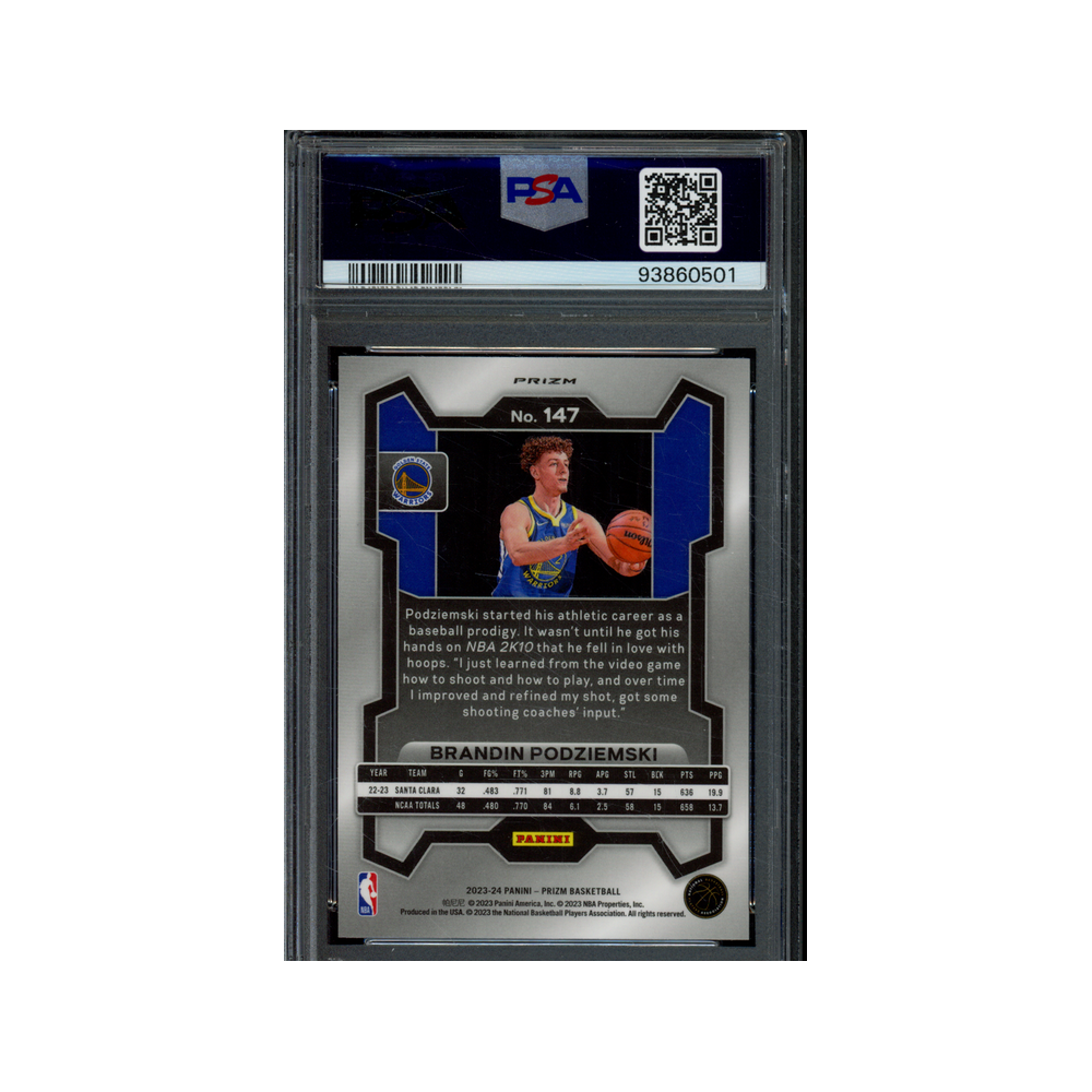 Brandin Podziemski 2023 Panini Prizm Basketball Silver Prizm Rookie PSA 9