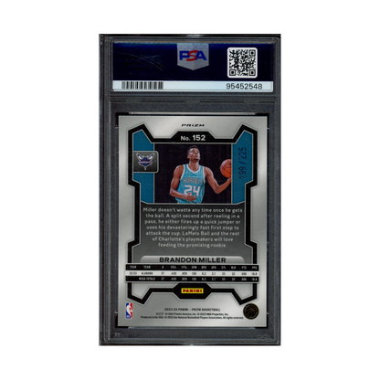 Brandon Miller 2023 Panini Prizm Basketball Teal Ice Prizm Rookie /225 PSA 10