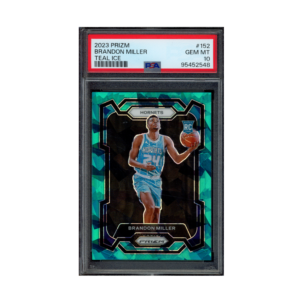 Brandon Miller 2023 Panini Prizm Basketball Teal Ice Prizm Rookie /225 PSA 10