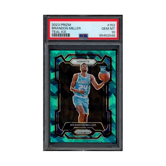 Brandon Miller 2023 Panini Prizm Basketball Teal Ice Prizm Rookie /225 PSA 10