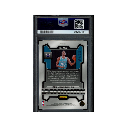 Brandon Miller 2023 Panini Prizm Basketball Teal Ice Prizm Rookie /225 PSA 9