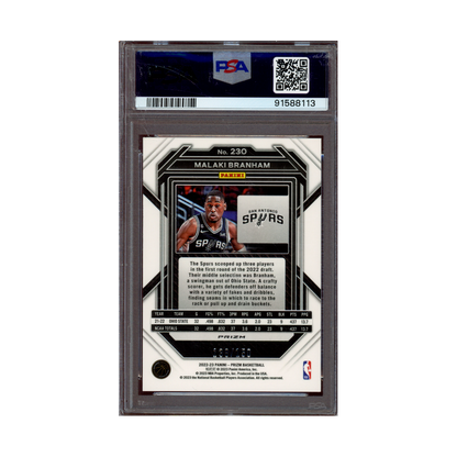 Malaki Branham 2022 Panini Prizm Monopoly Boardwalk Blue Rookie /15 PSA 10