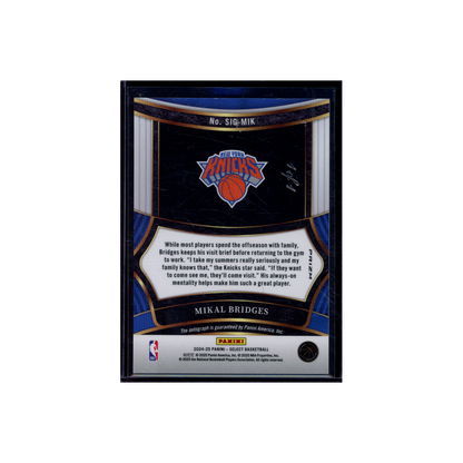 Mikal Bridges 2024-25 Panini Select Basketball Snakeskin Auto 1/1
