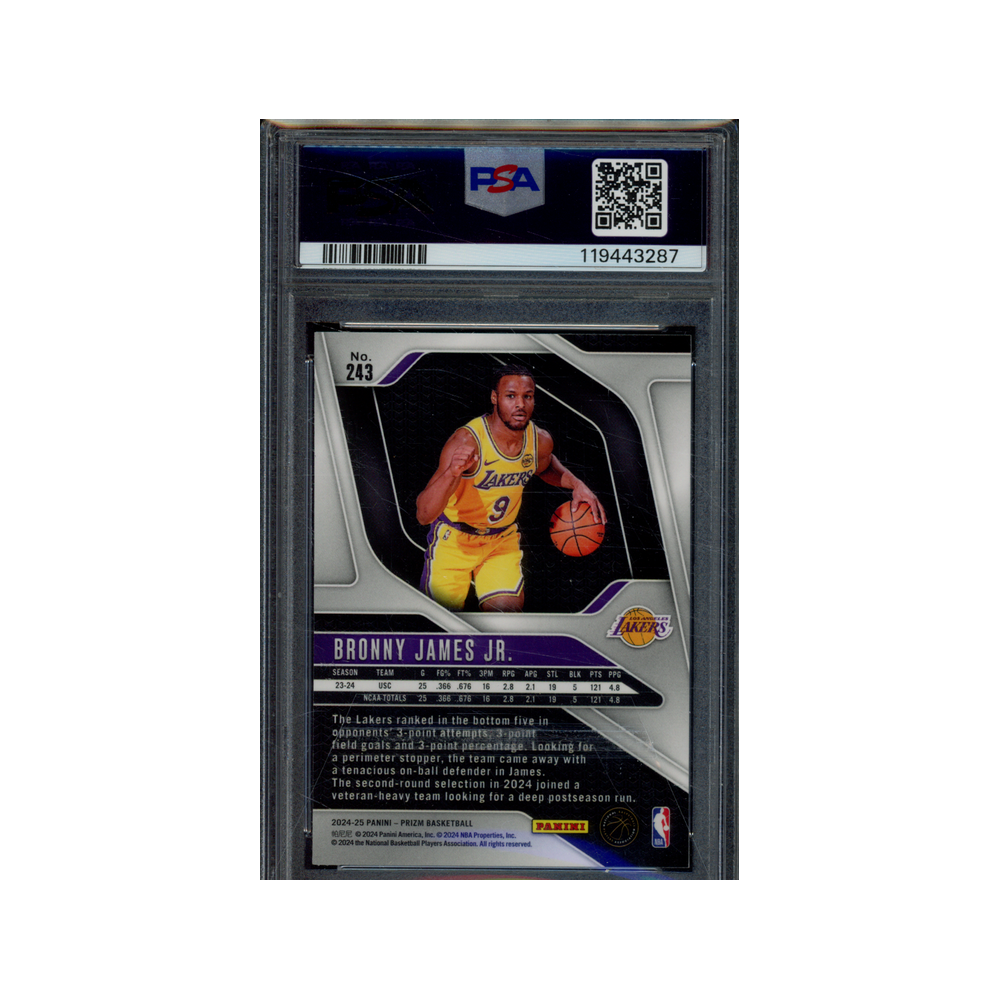 Bronny James 2024 Panini Prizm Basketball Rookie PSA 8