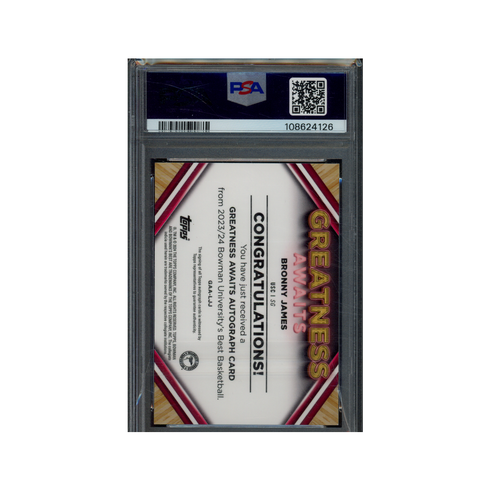 Bronny James 2023 Bowman U Best Greatness Awaits Auto /75 PSA 9