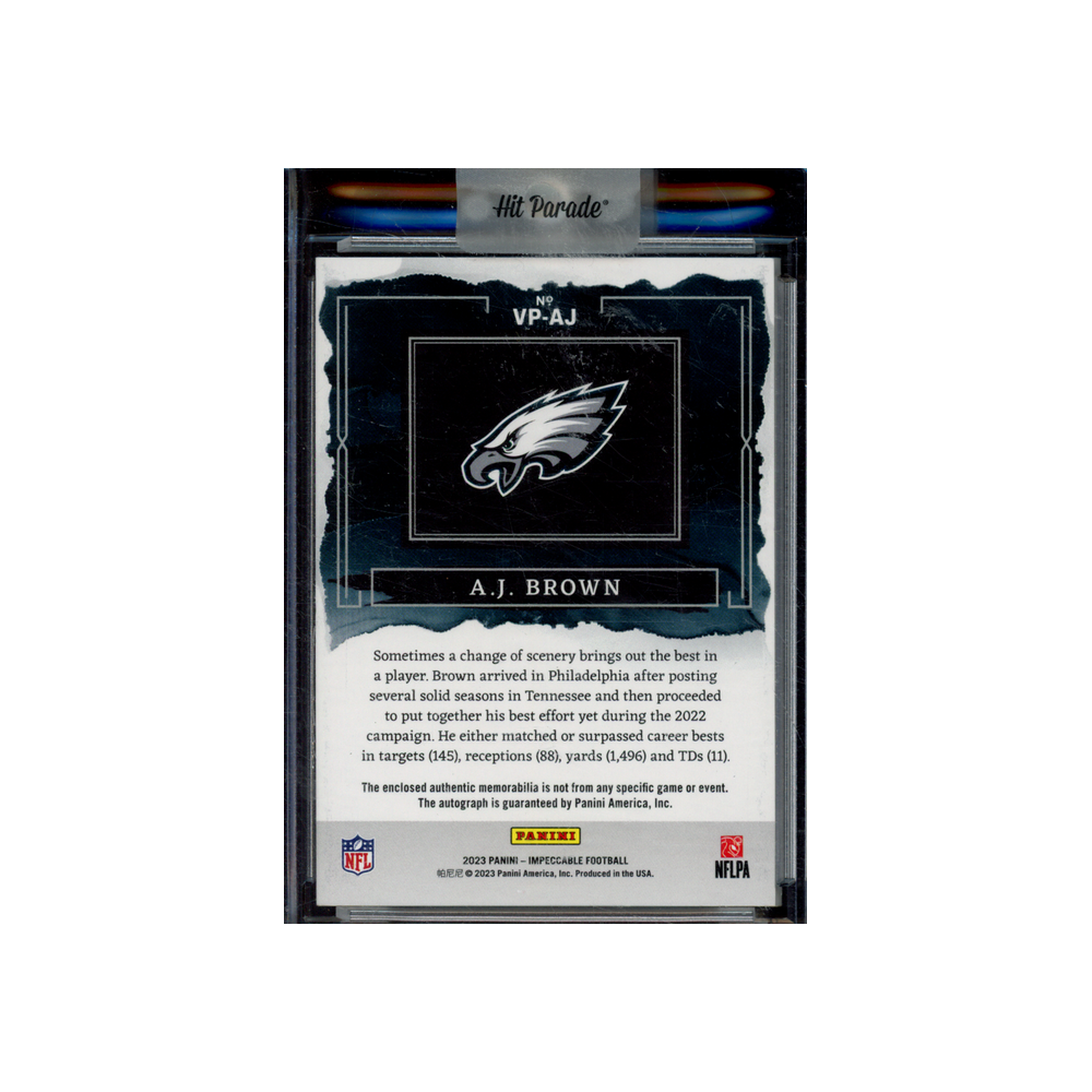 AJ Brown 2023 Panini Impeccable Football Elegance Patch Auto Gold /10