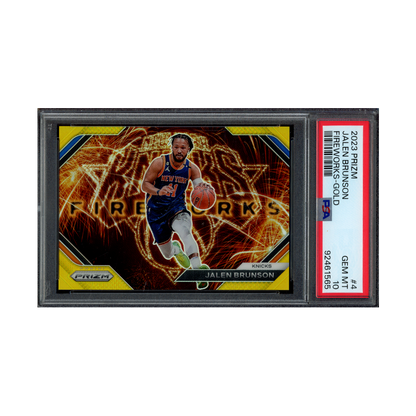 Jalen Brunson 2023 Panini Prizm Basketball Fireworks Gold Prizm /10 PSA 10