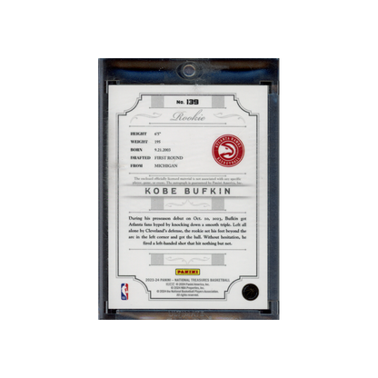 Kobe Bufkin 2023-24 Panini National Treasures Basketball RPA Gold /10